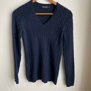 Brooks Brothers 100% Italian Cashmere V-Neck Cable Knit Sweater Small Scotland